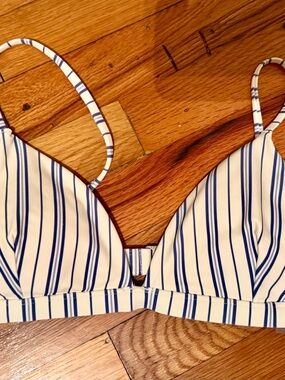 Abercrombie and Fitch Striped White & Blue Bikini Top